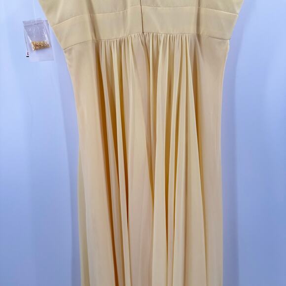 DAVID’S Bridal Dress Size 16 NWT Spaghetti Strap Chiffon Beaded Canary Yellow - Picture 13 of 16